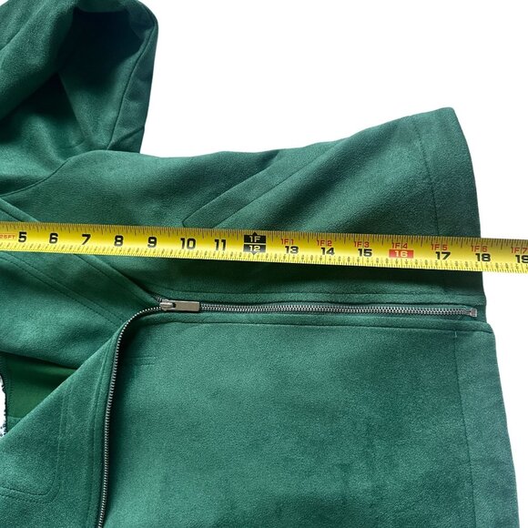 Lauren Conrad Green Preppy Faux Suede Moto Jacket XS Asymmetrical Zipper - Picture 7 of 7